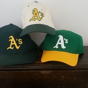 Oakland A's Baseball Hat Lot, 3 total. 7 5/8